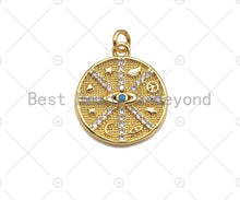 Load image into Gallery viewer, 18K Gold Evil Eye Round Coin Charms, Gold Evil Eye Charm, Protection Charm, Medallion Charm, Elephant medallion,15mm, Sku#LK188