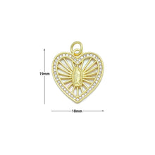 Load image into Gallery viewer, CZ Mother of Pearl Virgin Mary On Radiate Heart Charm Pendant, Sku#LK1149