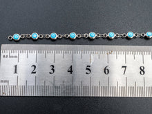 Load image into Gallery viewer, 1 Foot/Yard-Blue Turquoise Beaded Chain-4mm/6mm/8mm Turquoise Beads-Gold Silver Gunmetal Plated Bezel Chain, Bezel Connector beads, sku#A3