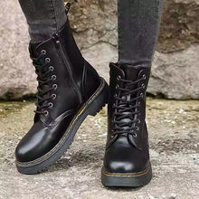 Load image into Gallery viewer, Women's Martin Ankle Boots – Round Toe Flat Short Boots | PU Leather Mesh Lining