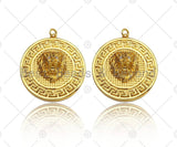Gold Silver Embossment Lion Head Charm, Medallion Charms, Silver/Gold Lion Head Pendant,Lion Necklace Charms, 35x38mm, Sku#L453