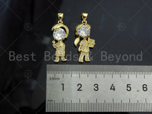 Load image into Gallery viewer, Gold Filled CZ Micro Pave Boy and Girl Shape Pendant,18K Gold Filled Big CZ Charm, Necklace Bracelet Charm Pendant,27x11mm,Sku#LK349