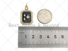 Load image into Gallery viewer, Gold Filled CZ Micro Pave North Star On Colorful Enamel Rectangle Shape Pendant,18K Gold Filled Enamel Charm,17x28mm,Sku#LK360