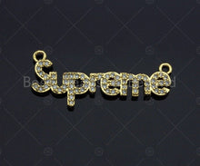 Load image into Gallery viewer, Gold Bracelet/Necklace Connector, Dainty Superme Charms, Alphabet Pendant, Gold Charm, Gold Pendant, Necklace Charms, 14x34mm, Sku#LK98