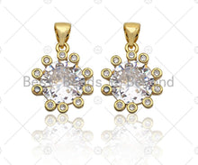 Load image into Gallery viewer, 18K Gold Large CZ Flower Shape Pendant, Flower Charm, Flower Pave Pendant, 14x16mm, Sku#LK50