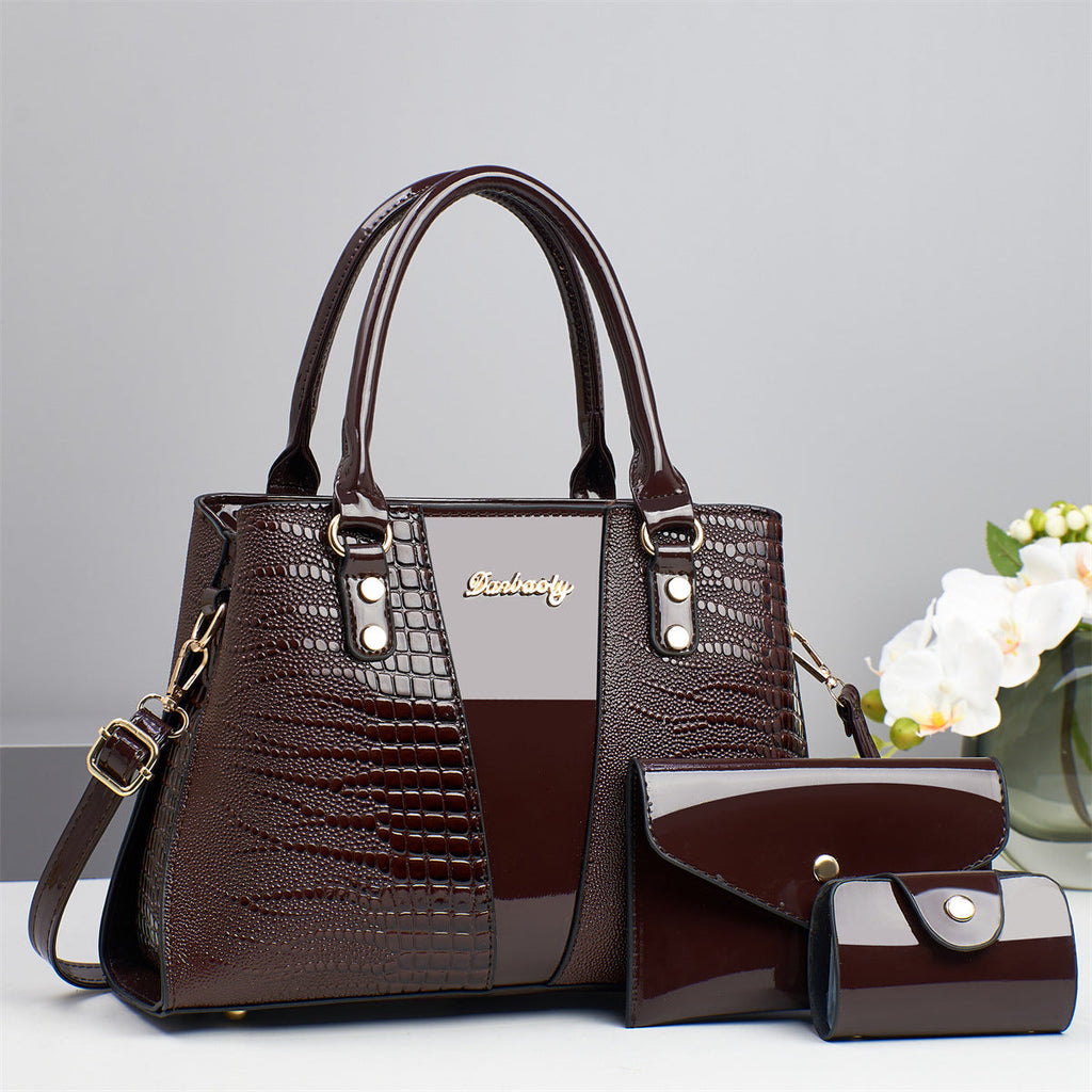 Crocodile Pattern PU Crossbody Bag Set