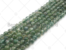 Load image into Gallery viewer, Top Quality Round Smooth Moss Agate, 6mm/8mm/10mm/12mm Green Moss Agate Beads,15.5'' Full Strand, UA185
