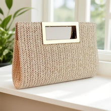 Load image into Gallery viewer, Women's Woven Chain Clutch Bag - Elegant Evening Handbag with Metal Accents