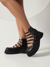 Load image into Gallery viewer, Women's Punk Style High-Top Boots with Belt Buckle &amp; Thick Sole - Waterproof Platform Ankle Boots