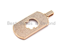 Load image into Gallery viewer, Large CZ Clear/Black Micro Pave Dog tag Hollow Out Skull Pen