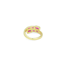 Load image into Gallery viewer, Blue Fuchsia Green  Rectangle CZ Wrap Adjustable Ring, Sku#L718