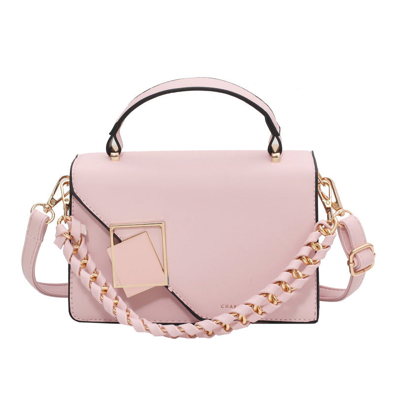 Women's Chain Shoulder Crossbody Bag - Small Square PU Leather Handbag