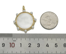 Load image into Gallery viewer, CZ Gold Pearl Round Enamel Charm, Sku#LX128