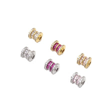 Load image into Gallery viewer, CZ Tube Gold Silver Spacer beads, Sku#B354
