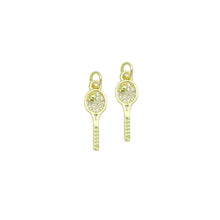 Load image into Gallery viewer, Clear CZ Tennis Racket Gold Charm Pendant,Sku#LX851