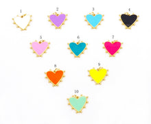 Load image into Gallery viewer, Colorful Enamel Spike Heart Charm, Sku#LX194