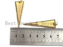 Load image into Gallery viewer, CZ Colorful Micro Pave Flat Triangle Gold Pendant, Triangle Shaped Pave Pendant, Gold plated, 14x48mm, Sku#F875