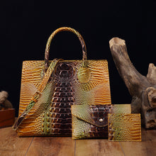 Load image into Gallery viewer, Women's Crocodile-Grain Crossbody Tote Bag Set - 3-Piece Premium PU Leather Handbag Collection