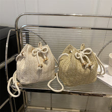 Load image into Gallery viewer, Women's Woven Straw Bucket Bag - Casual Crossbody Shoulder Bag with Adjustable Strap