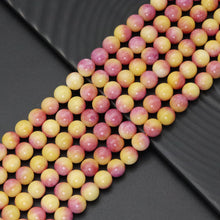 Load image into Gallery viewer, Pink Yellow Jade Round Smooth Beads, Sku#U1850