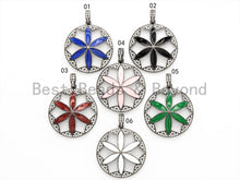 Load image into Gallery viewer, NEW DESIGN CZ Micro Pave Enamel Flower Pendant, Oil Drop Flower Pendant, Flower Enamel Pendant, Women Jewelry, 33x36mm,sku#F564