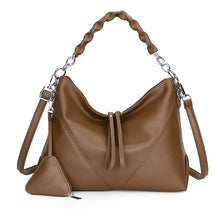 Load image into Gallery viewer, Women's Genuine Leather Chain Shoulder Crossbody Bag with Triangle Pouch