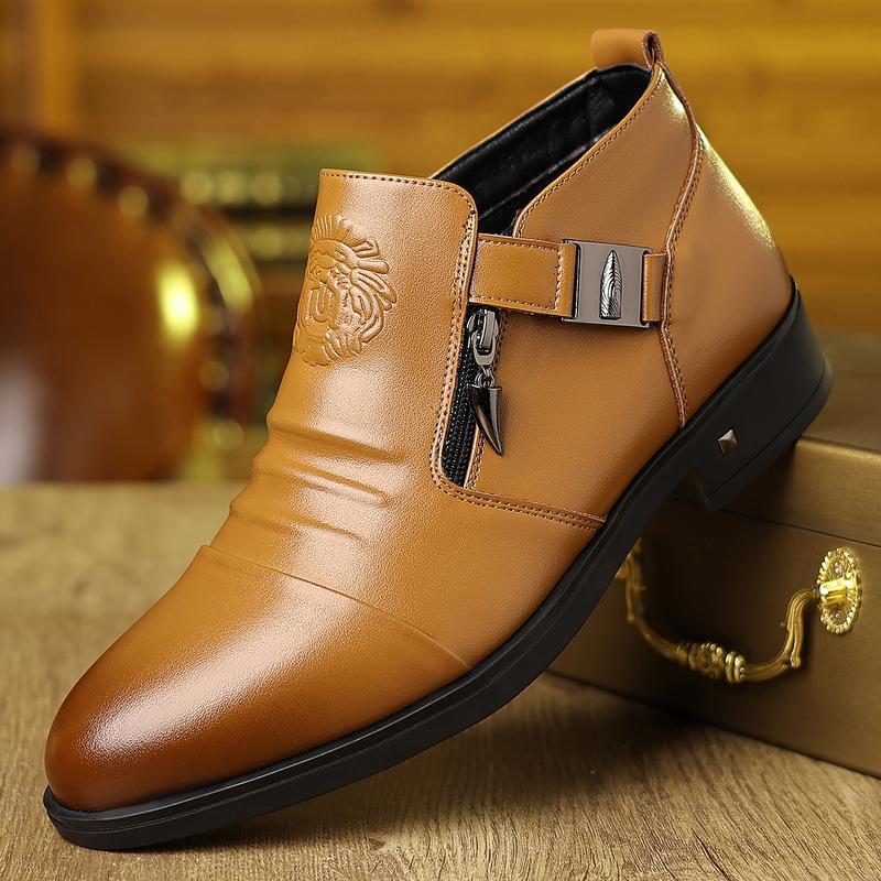Men's High-Top Denim Business Shoes | Pointed Toe Lace-Up Casual Footwear