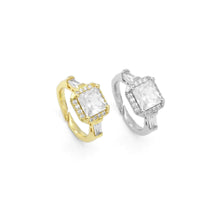 Load image into Gallery viewer, Gold Silver Big Square CZ Adjustable Ring, Sku#A113