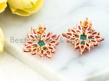 Load image into Gallery viewer, CZ Flower Star Stud Earring, Sku#O50