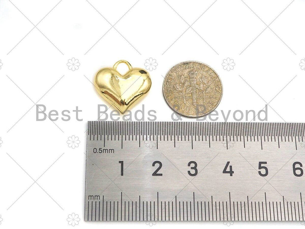 Plain Gold Puffy Heart Shape Charm/Pendant, Heart Shape Charm, SKU#Y325