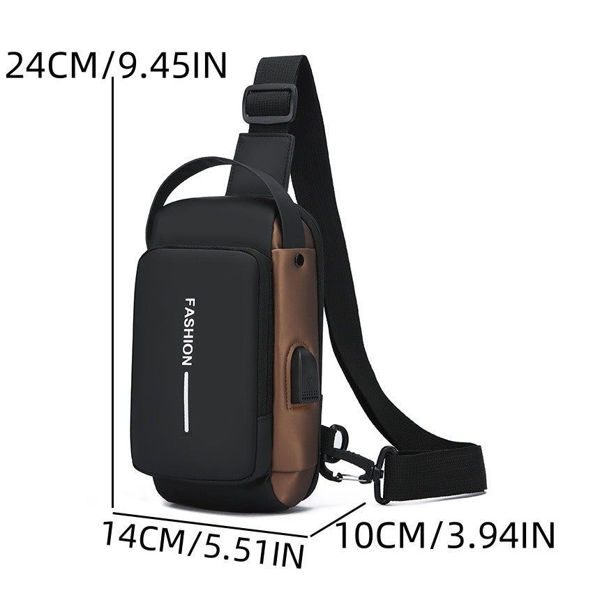 Men's Waterproof Crossbody Chest Bag with USB Charging Port - Anti-Theft Sling Shoulder Bag
