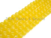 Load image into Gallery viewer, Natural Yellow Jade Round Smooth Beads,  6mm/8mm/10mm/12mm,