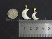 Load image into Gallery viewer, 18K Gold CZ Micro Pave Enamel Moon with Star Charm, Black/White/Red/Blue Moon Charm, 10x16mm/14x21mm, sku#LK36