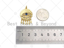 Load image into Gallery viewer, CZ Micro Pave Evil Eye with Dainty Triangle On Round Coin Shape Pendan,18K Gold Medallion Charm, Necklace Bracelet Charm, 30x20mm,Sku#L563