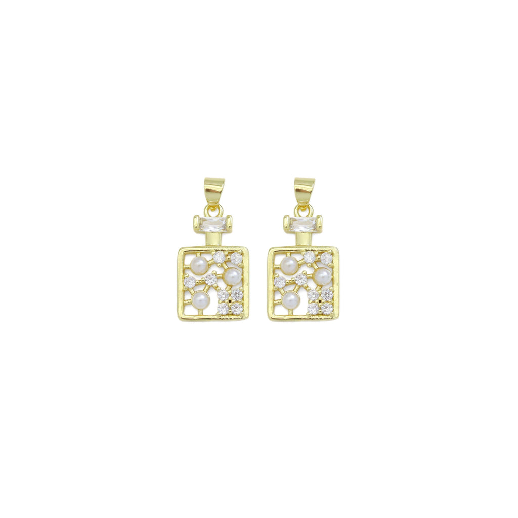 CZ  White Pearl On Square TAG Charm, Sku#LK924