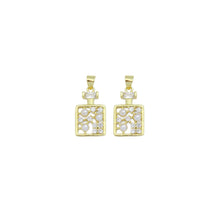 Load image into Gallery viewer, CZ  White Pearl On Square TAG Charm, Sku#LK924