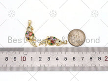 Load image into Gallery viewer, Colorful CZ Micro Pave Parrot Shape Pendant, 18K Gold Filled Parrot Charm, Necklace Bracelet Charm Pendant,12x28mm, Sku#LK440