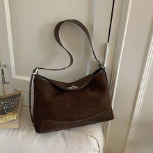 Load image into Gallery viewer, Women's Suede Bucket Crossbody Bag – Lock-Clasp Shoulder Bag with Double Straps