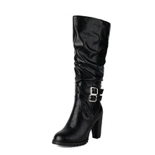 Load image into Gallery viewer, Women's Over The Knee Boots Round Toe Side Zipper Chunky Heel Thigh High Boots