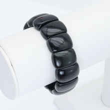 Load image into Gallery viewer, 11x20mm Obsidian Rectangle Stretchy Bracelet, Sku#U2002