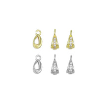 Load image into Gallery viewer, CZ Pave Gold Silver Charm Holder, Bail Holder, Sku#A246