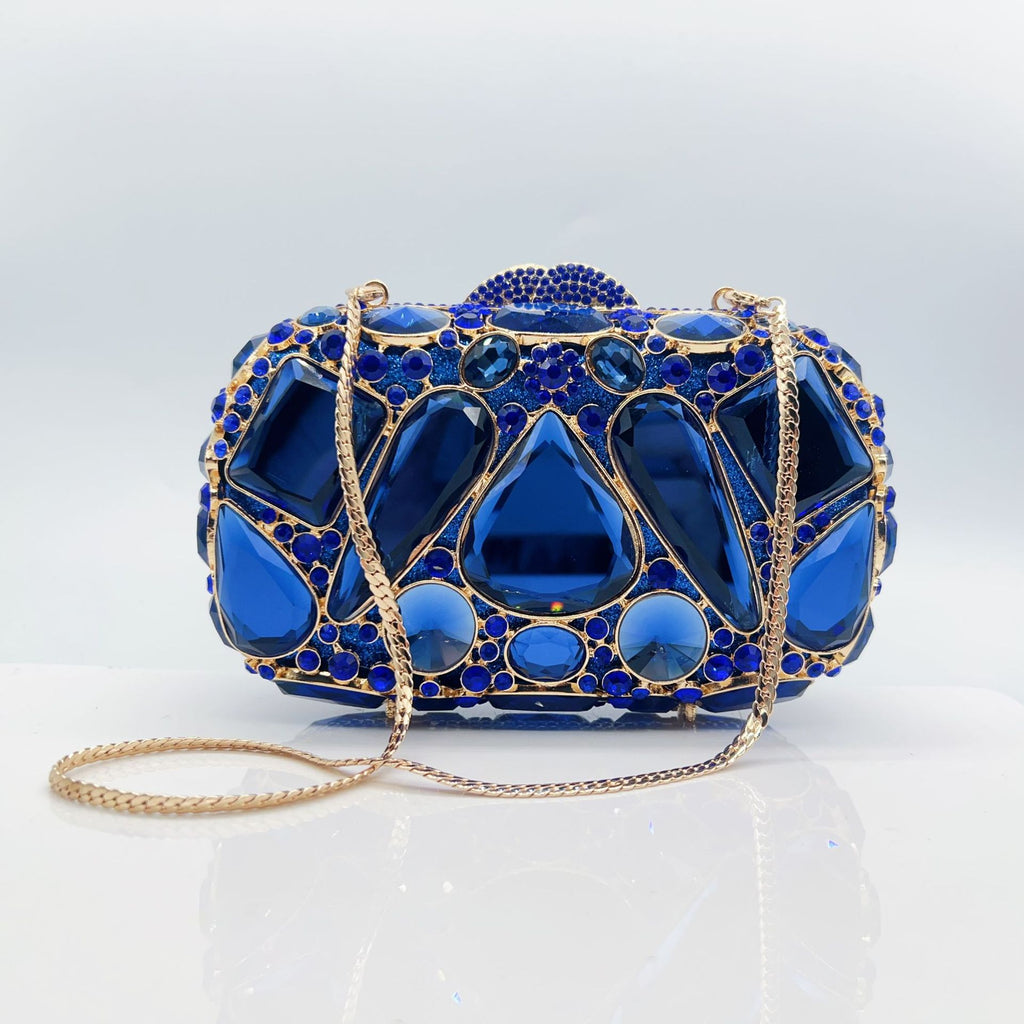 Diamond-Encrusted Evening Clutch Bag - Luxury Crystal Glass Drop Handbag for Women