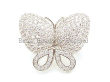 Load image into Gallery viewer, CZ Clear Micro Pave Butterfly Clasp, Cubic Zirconia Clasp/Fastener/ Shortener, Jewelry Buckle, Magnetic Jewelry Findings, 27x22mm,sku#H28