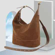 Load image into Gallery viewer, Retro Suede Bucket Bag – Women's Slouchy Shoulder &amp; Crossbody Bag | PU Leather Commuter Handbag