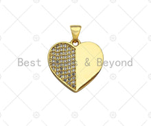 Load image into Gallery viewer, CZ Micro Pave Round/Heart/Rectangle Pendant/Charm,Half CZ Medallion Charm, Necklace Bracelet Charm Pendant,18x20/19x19/12x21mm, Sku#LK244