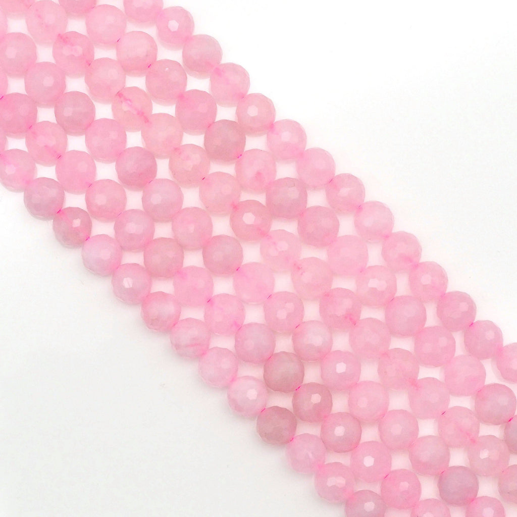 Genuine Madagascar Rose Quartz Round Faceted Beads, Sku#U172