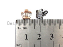 Load image into Gallery viewer, CZ Micro Pave Crown Pendant with Baguette cz ,Gold/Silver/Black/Rose Gold,Cubic Zirconia Jewelry Findings,8x8mm,sku#F917