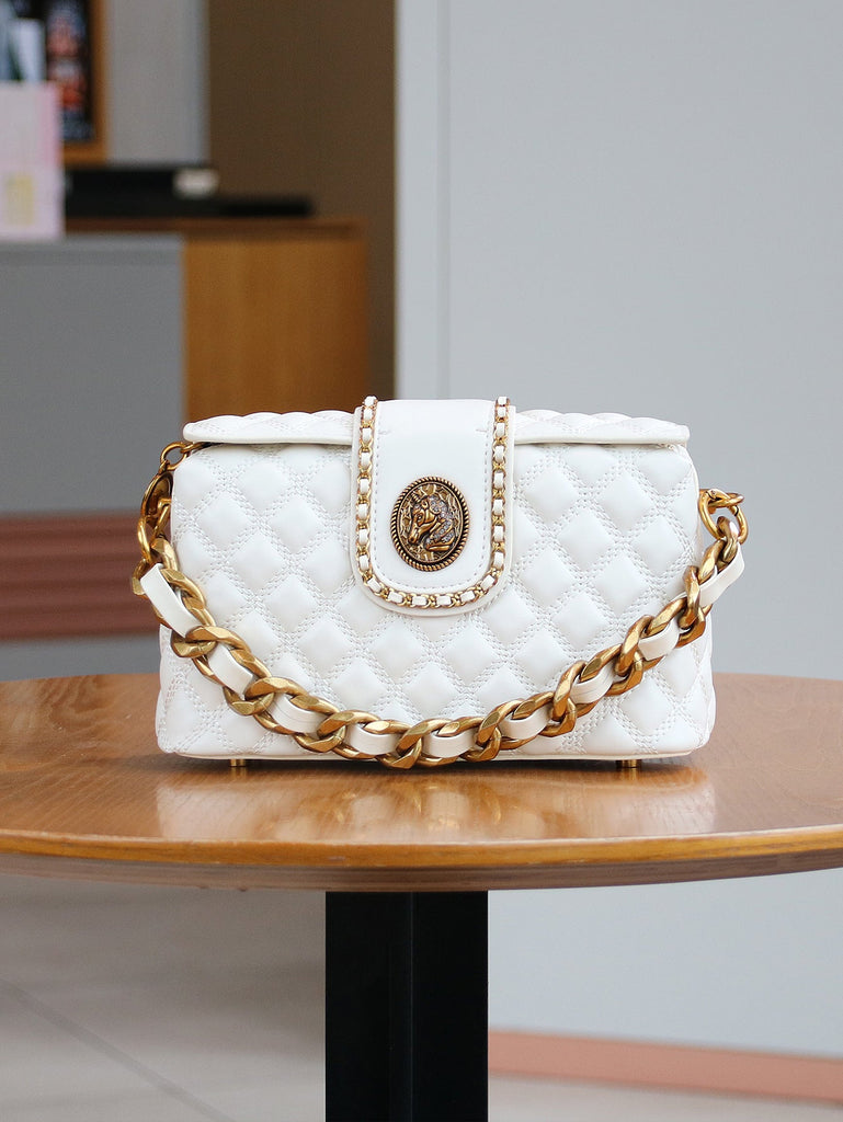 Diamond-Quilted Chain Crossbody Bag