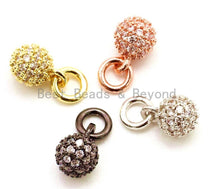 Load image into Gallery viewer, CZ Micro Pave Ball Dangle Charm for Bracelet/Necklace, Pendant Cubic Zirconia Ball Charm, Extension Chain Dangle, 6mm, sku#G95
