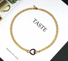 Load image into Gallery viewer, Gold Cuban Chain Heart Necklace, sku#CL18